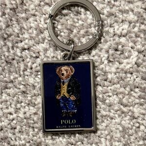 Polo by Ralph Lauren Bear Key Holder in Silver and Navy